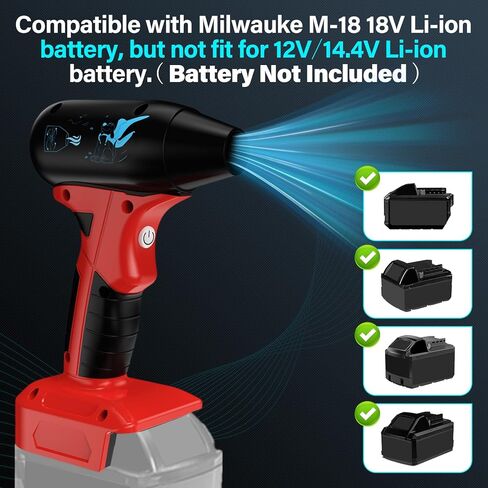 TPDL Mini Jet Blower مروحة توربو عنيفة محمولة لبطارية Milwaukee M12 12V، مروحة محمولة لاسلكية عالية السرعة 4 سرعات، لتنظيف لوحة مفاتيح الكمبيوتر، وتجفيف الشعر، والتخييم، وفي الهواء الطلق (بدون بطارية) in Saudi Arabia
