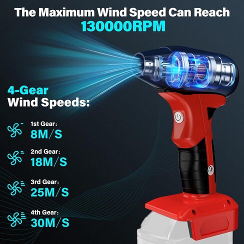 TPDL Mini Jet Blower مروحة توربو عنيفة محمولة لبطارية Milwaukee M12 12V، مروحة محمولة لاسلكية عالية السرعة 4 سرعات، لتنظيف لوحة مفاتيح الكمبيوتر، وتجفيف الشعر، والتخييم، وفي الهواء الطلق (بدون بطارية) in Saudi Arabia