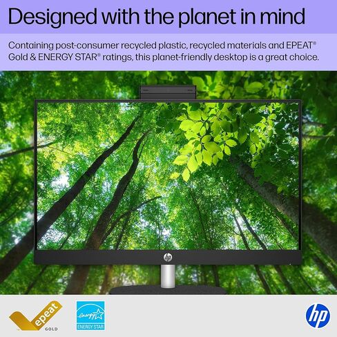 كمبيوتر مكتبي HP الكل في واحد مقاس 23.8 بوصة، شاشة لمس FHD، AMD Ryzen 5 7520U، ذاكرة الوصول العشوائي 16 جيجابايت، 1 تيرابايت SSD، AMD Radeon Graphics، Windows 11 Home، Jet Black، 24- cr0140 (2025) in Kuwait