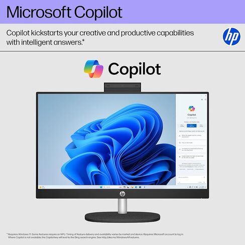 كمبيوتر مكتبي HP الكل في واحد مقاس 23.8 بوصة، شاشة لمس FHD، AMD Ryzen 5 7520U، ذاكرة الوصول العشوائي 16 جيجابايت، 1 تيرابايت SSD، AMD Radeon Graphics، Windows 11 Home، Jet Black، 24- cr0140 (2025) in Kuwait