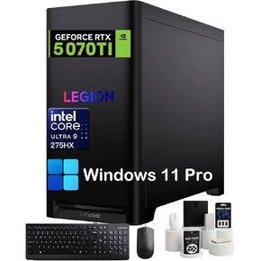 كمبيوتر مكتبي للألعاب Lenovo Legion Tower 5i Gen 10 - Intel 24-Core Ultra 9 275HX، GeForce RTX 5070 Ti، 64 جيجابايت DDR5، 1 تيرابايت SSD، 2 تيرابايت HDD، تبريد سائل 200 وات، USB KB وماوس، Win 11 Pro، مع ملحقات in Kuwait