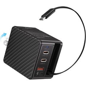 40W Retractable Wall Charger with Type-C Cable, 4 Port GaN IV USB C Charger Block, PD 20W Fast Foldable Charging Station for iPhone 16 15 Pro/ProMax/Plus, iPad Pro, Galaxy,Pixel in Kuwait