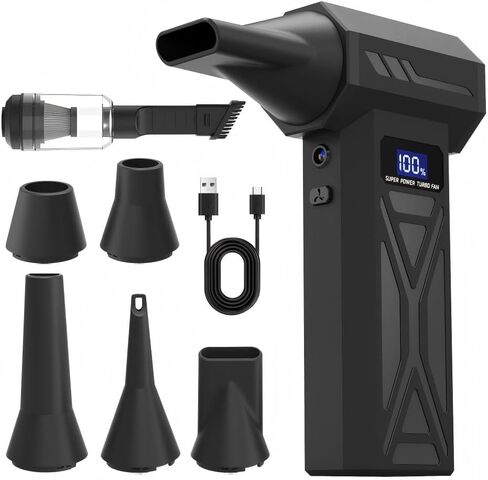 2-in-1 Air Duster and Vacuum Cleaner, 110000RPM Electric Blower with Screen Display and LED Lights, 4-Gear Adjustable Power,Dust Blower for Computer, Keyboard, House, Outdoor and Car in Saudi Arabia