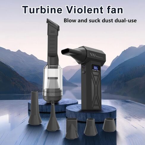 2-in-1 Air Duster and Vacuum Cleaner, 110000RPM Electric Blower with Screen Display and LED Lights, 4-Gear Adjustable Power,Dust Blower for Computer, Keyboard, House, Outdoor and Car in Saudi Arabia