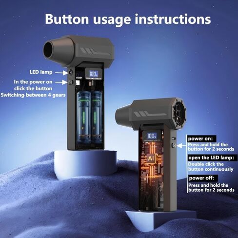 2-in-1 Air Duster and Vacuum Cleaner, 110000RPM Electric Blower with Screen Display and LED Lights, 4-Gear Adjustable Power,Dust Blower for Computer, Keyboard, House, Outdoor and Car in Saudi Arabia