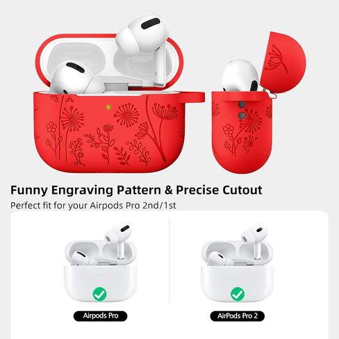 جراب Lerobo لجهاز AirPods Pro الثاني/الأول، غطاء سيليكون ناعم مع سلسلة مفاتيح in Kuwait