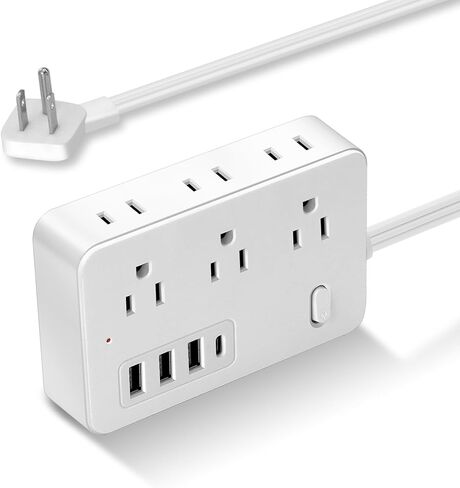 شريط طاقة مسطح بطول 5 أقدام للحماية من زيادة التيار، و6 منافذ تيار متردد، و4 شاحن USB (منفذ USB C واحد)، وحماية 1700 جول، واللوازم المكتبية، وأساسيات غرفة النوم in Kuwait