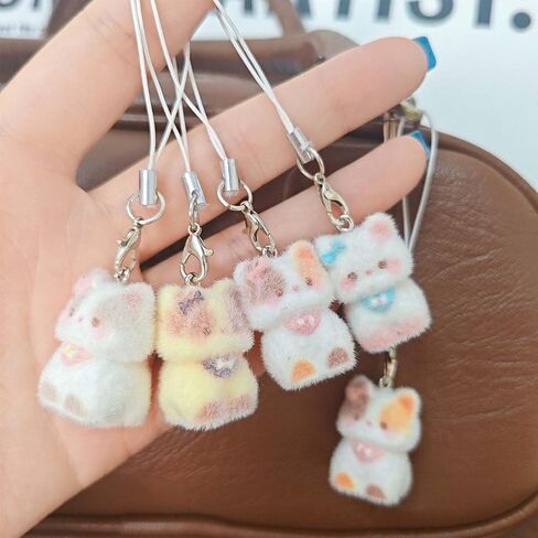 Cute Little Cartoon Cat Cell Phone Charm Decor Gifts for Women Kawaii Cats Bag Charm Keychain Keyring Backpack Decoration (Random Color) in Saudi Arabia