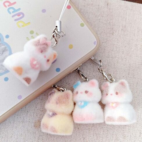 Cute Little Cartoon Cat Cell Phone Charm Decor Gifts for Women Kawaii Cats Bag Charm Keychain Keyring Backpack Decoration (Random Color) in Saudi Arabia