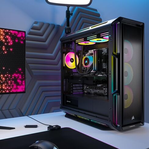 Corsair Vengeance a8200 Gaming PC – Liquid Cooled AMD Ryzen™ 7 9800X3D, NVIDIA® GeForce RTX™ 5090 GPU, 64GB Dominator Titanium RGB DDR5 Memory, 2+4TB M.2 SSD – Black in Saudi Arabia