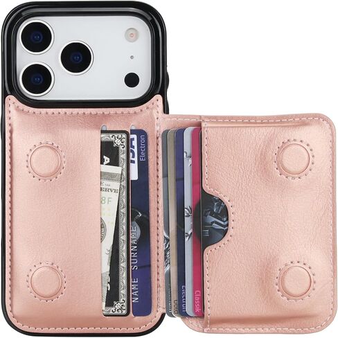 KIHUWEY Compatible with iPhone 17 Pro Wallet Case Credit Card Holder, Premium Leather Kickstand Flip Hidden Magnetic Clasp Durable Shockproof Protective Cover for iPhone 17 Pro 6.3 inch (Black) in Saudi Arabia