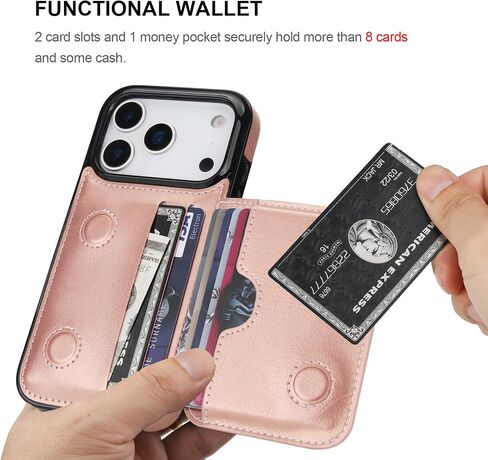KIHUWEY Compatible with iPhone 17 Pro Wallet Case Credit Card Holder, Premium Leather Kickstand Flip Hidden Magnetic Clasp Durable Shockproof Protective Cover for iPhone 17 Pro 6.3 inch (Black) in Saudi Arabia