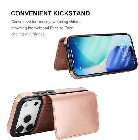 KIHUWEY Compatible with iPhone 17 Pro Wallet Case Credit Card Holder, Premium Leather Kickstand Flip Hidden Magnetic Clasp Durable Shockproof Protective Cover for iPhone 17 Pro 6.3 inch (Black) in Saudi Arabia