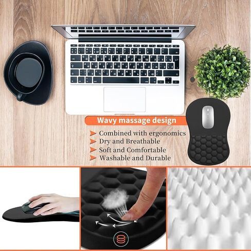 Ergonomic Massage Mouse Pad - Memory Foam Wrist Rest for Pain Relief | Non-Slip PU Base | Compatible with Wireless Mouse & Desk Setup​ in Saudi Arabia