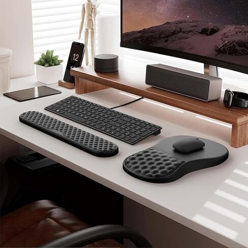 Ergonomic Massage Mouse Pad - Memory Foam Wrist Rest for Pain Relief | Non-Slip PU Base | Compatible with Wireless Mouse & Desk Setup​ in Saudi Arabia