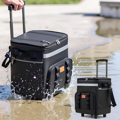 Insulated Rolling Cooler with Wheels - Soft Leak Proof Ice Chest for Camping, Beach, Travel and Lunch - Portable Wheeled Cooler in Saudi Arabia