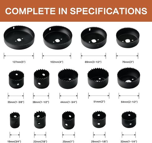 Hole Saw Kit Bi Metal, with 3/4" to 2-1/2" 22 PCS Saw Blades in Case, Hole Saw Set for Metal, Wood and Plastic, with Clean and Smooth Cutting Edge, Fast Chip Removal in Saudi Arabia