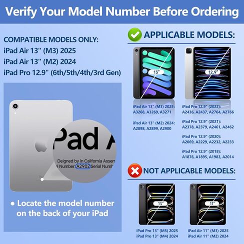 حافظة لوحة مفاتيح لجهاز iPad Pro 13 بوصة (M5/M4، 2025/2024)، حافظة لوحة مفاتيح iPad Pro 13 بوصة مع لوحة تتبع متعددة اللمس ودوران 360 درجة وحامل أقلام، أسود in Kuwait
