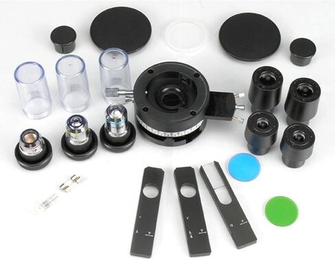 AmScope PZ200BA Polarizing Binocular Microscope, WF10x and WF16x Eyepieces, 40X-640X Magnification, Strain-Free Plan Achromatic Objectives, Polarizing and Brightfield Configurations, Halogen Illumination, Bertrand Lens, Abbe Condenser, Round Graduated Sta in Saudi Arabia