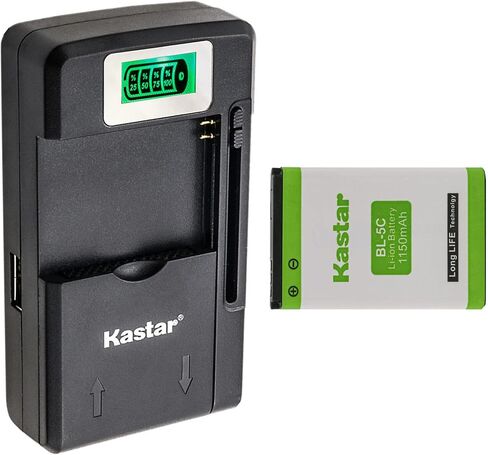 بطارية Kastar قطعة واحدة وشاحن LCD ذكي بديل لهاتف Nokia BL-5C، NGM BL-OS4، Alcatel 3BN67330AA، 8232، 8232 DECT، 8242 DECT 8262 DECT، DECT 8232، DECT 8242، DECT 8262 10000058، 3BN67332AA in Saudi Arabia