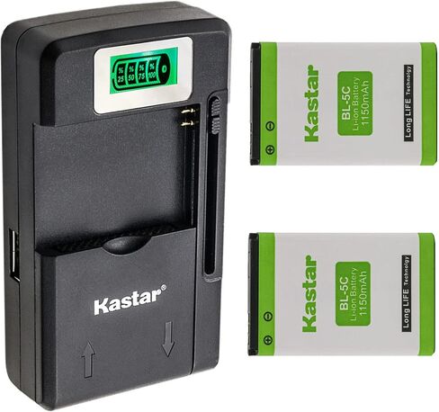 بطارية Kastar قطعة واحدة وشاحن LCD ذكي بديل لهاتف Nokia BL-5C، NGM BL-OS4، Alcatel 3BN67330AA، 8232، 8232 DECT، 8242 DECT 8262 DECT، DECT 8232، DECT 8242، DECT 8262 10000058، 3BN67332AA in Saudi Arabia