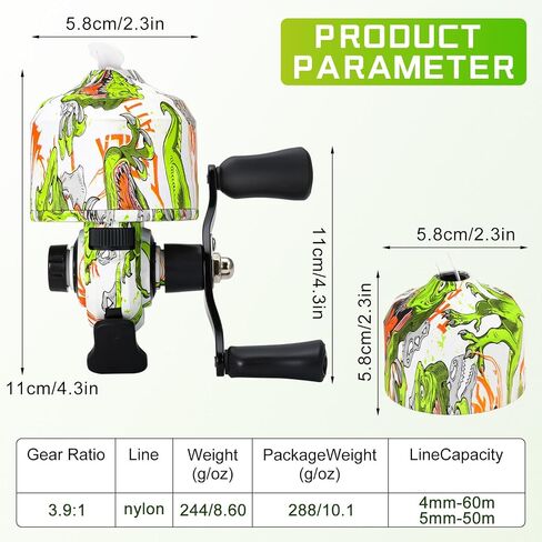 Sougayilang Spincast Fishing Reel, Size 30 Reel, Right or Left-Hand Retrieve, 3.9:1 Gear Ratio, Pre-spooled with Fishing Line in Saudi Arabia