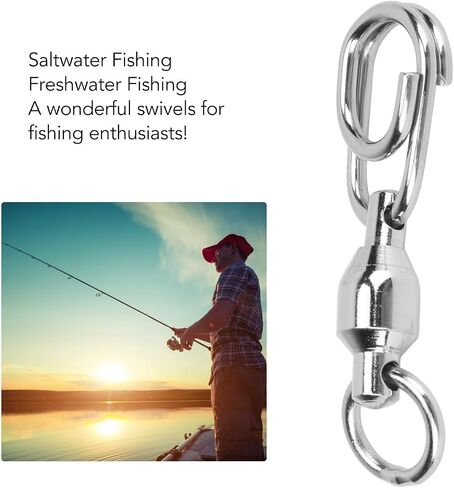 30Pcs Ball Bearing Fishing Swivels, Stainless Steel Snap Swivels High Strength for Saltwater Freshwater with Coastlock Easy Open Close in Saudi Arabia