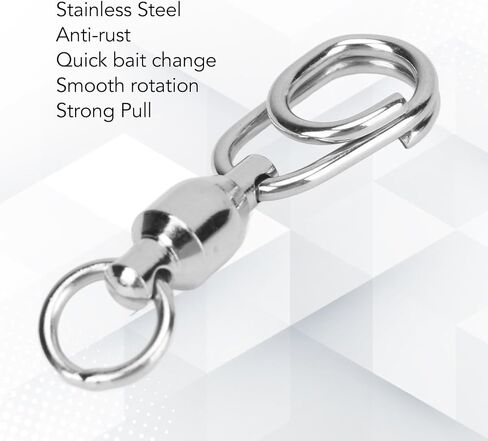 30Pcs Ball Bearing Fishing Swivels, Stainless Steel Snap Swivels High Strength for Saltwater Freshwater with Coastlock Easy Open Close in Saudi Arabia