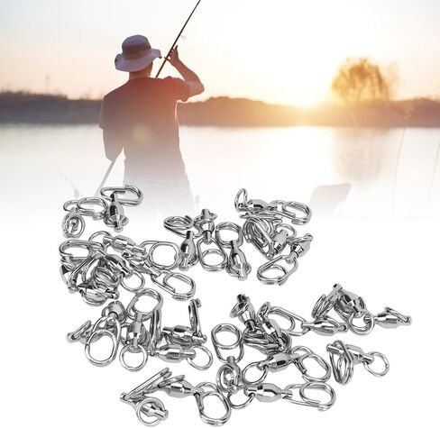 30Pcs Ball Bearing Fishing Swivels, Stainless Steel Snap Swivels High Strength for Saltwater Freshwater with Coastlock Easy Open Close in Saudi Arabia
