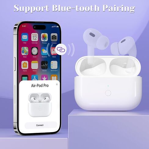 متوافق مع حافظة الشحن اللاسلكي AirPods Pro الجيل الأول والثاني، حافظة شحن من النوع C لعلبة شحن AirPod Pro 2 مع زر مزامنة اقتران الأسنان الأزرق in Kuwait