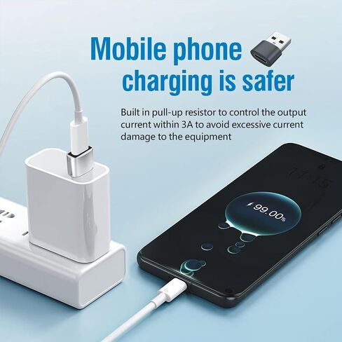 محول USB C أنثى إلى USB ذكر، محول كابل شاحن من النوع C إلى USB، توصيل وتشغيل عالي السرعة، متوافق مع أجهزة متعددة، عبوتان/أسود in Saudi Arabia