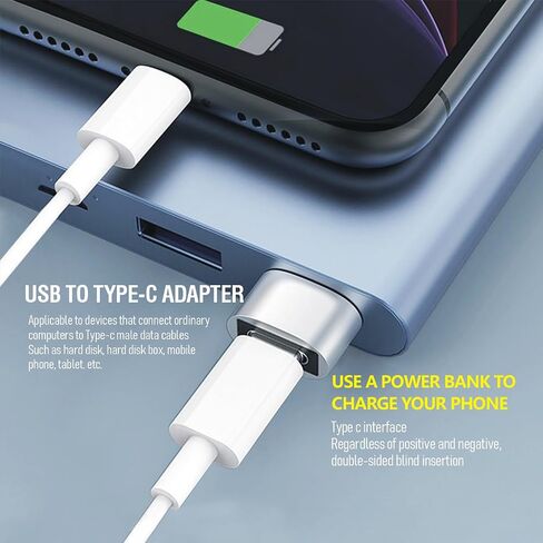 محول USB C أنثى إلى USB ذكر، محول كابل شاحن من النوع C إلى USB، توصيل وتشغيل عالي السرعة، متوافق مع أجهزة متعددة، عبوتان/أسود in Saudi Arabia