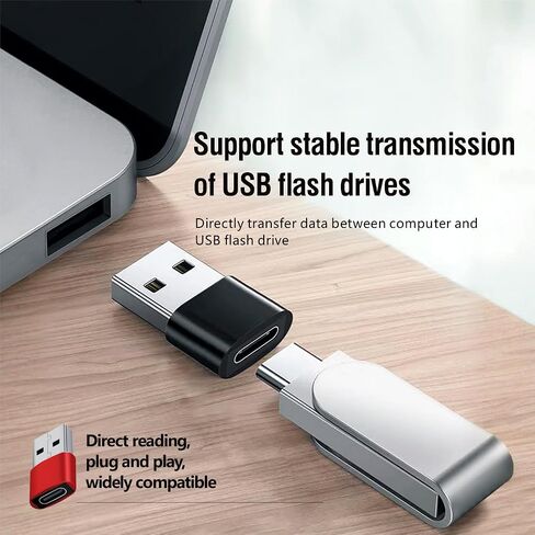 محول USB C أنثى إلى USB ذكر، محول كابل شاحن من النوع C إلى USB، توصيل وتشغيل عالي السرعة، متوافق مع أجهزة متعددة، عبوتان/أسود in Saudi Arabia