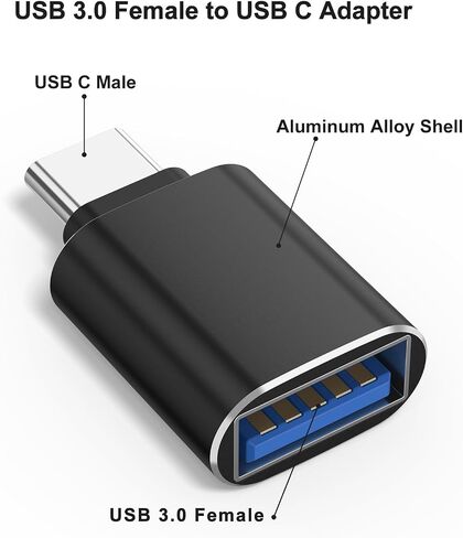 4 حزم محول USB C إلى USB، محول USB C ذكر إلى USB أنثى لجهاز MacBook Pro، iPhone 15 16 17 Pro Max، Samsung Galaxy S9 S10 S20 S21 S22 S23 S24 S25 Ultra والمزيد من الأجهزة من النوع C (أسود) in Saudi Arabia