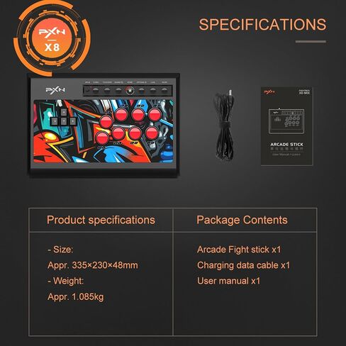 PXN X8 Arcade Stick - Fight Stick Joystick with Turbo and Green Axis Mechanical Buttons Game Controller Joystick in Saudi Arabia