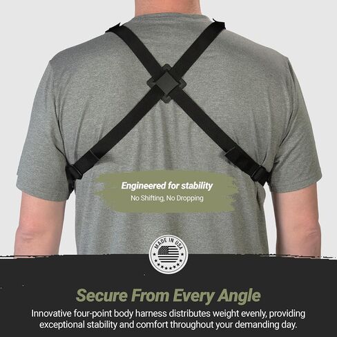 Lone Peak Black Padded Radio Chest Harness w/ Smartphone Pocket (9.5" X 8")- Secure Fit Search and Rescue Gear - Universal Outdoor Tactical Walkie Talkie Harness- Radio Chest Pack for EMS- Made in USA in Saudi Arabia
