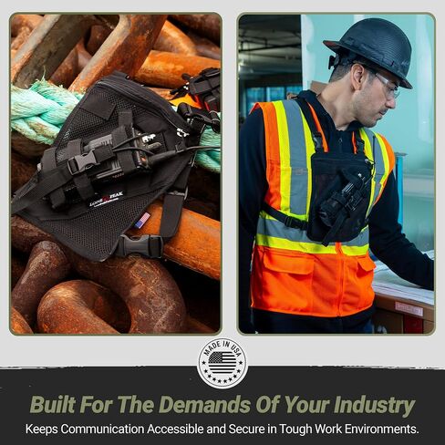 Lone Peak Black Padded Radio Chest Harness w/ Smartphone Pocket (9.5" X 8")- Secure Fit Search and Rescue Gear - Universal Outdoor Tactical Walkie Talkie Harness- Radio Chest Pack for EMS- Made in USA in Saudi Arabia