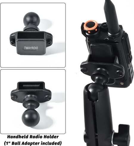 TWAYRDIO Handheld Radio and Mic Holder Bracket, Belt Clip Hanger with 25mm 1" Ball Adapter for Motorola Talkabout Midland BaoFeng Retevis Yaesu HT, Walkie Talkies, Two Way Radios, Speaker Mics in Saudi Arabia