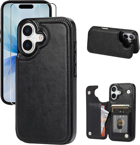 Compatible with iPhone 17 Wallet Case with Card Holder, PU Leather Kickstand Card Slots Case with Screen Protecor, Double Magnetic Clasp and Durable Shockproof Cover 6.3 "-Iceblue in Kuwait