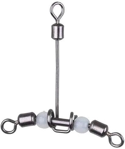 T-Shape Luminous Fishing Swivels with Trident Splitter and Rolling Bearing, Pearl Design, 5pcs Set in Saudi Arabia