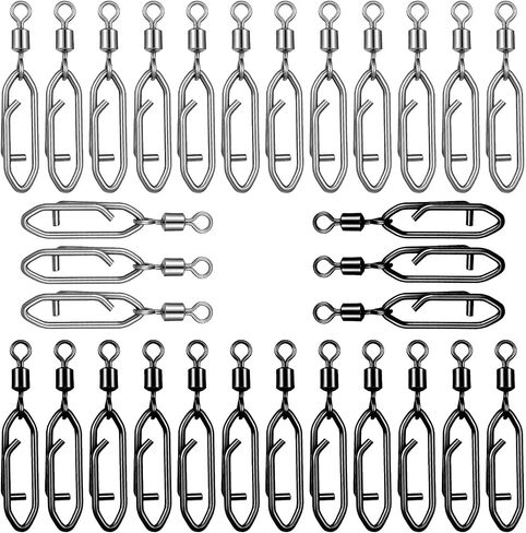 30 Pcs Fishing Speed Clips Quick Snap Swivels Power Clips Fishing Snap Swivels Ball Bearing Swivel Quick Snaps Connectors Tackle for Freshwater Saltwater Crankbait Popper Lures in Saudi Arabia