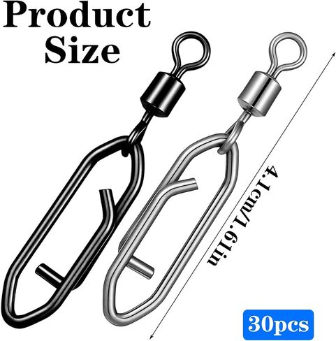30 Pcs Fishing Speed Clips Quick Snap Swivels Power Clips Fishing Snap Swivels Ball Bearing Swivel Quick Snaps Connectors Tackle for Freshwater Saltwater Crankbait Popper Lures in Saudi Arabia