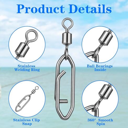 30 Pcs Fishing Speed Clips Quick Snap Swivels Power Clips Fishing Snap Swivels Ball Bearing Swivel Quick Snaps Connectors Tackle for Freshwater Saltwater Crankbait Popper Lures in Saudi Arabia