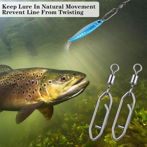 30 Pcs Fishing Speed Clips Quick Snap Swivels Power Clips Fishing Snap Swivels Ball Bearing Swivel Quick Snaps Connectors Tackle for Freshwater Saltwater Crankbait Popper Lures in Saudi Arabia