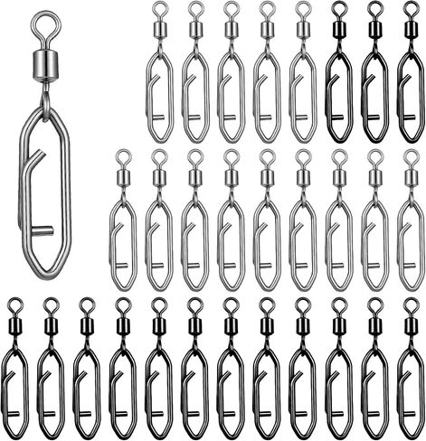 30 Pcs Fishing Speed Clips Quick Snap Swivels Power Clips Fishing Snap Swivels Ball Bearing Swivel Quick Snaps Connectors Tackle for Freshwater Saltwater Crankbait Popper Lures in Saudi Arabia