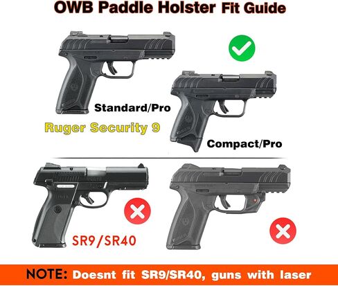 Security 9 Holster, OWB Paddle Holster for Ruger Security 9mm Standard/Pro, Ruger Security 9mm Compact/Pro(Not for Laser Models), Adjustable Cant Gun Holster & Fast Release - Right Handed in Saudi Arabia