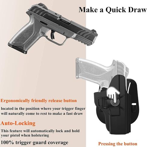 Security 9 Holster, OWB Paddle Holster for Ruger Security 9mm Standard/Pro, Ruger Security 9mm Compact/Pro(Not for Laser Models), Adjustable Cant Gun Holster & Fast Release - Right Handed in Saudi Arabia