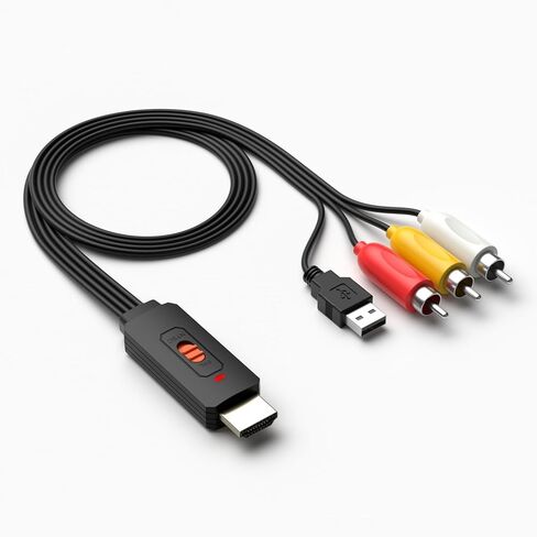 HDMI to AV Converter HDMI to RCA Composite Converter Adapter Compatible with Roku Stick Support PAL/NTSC, Support1080P (HDMI to AV Adapter) in Saudi Arabia