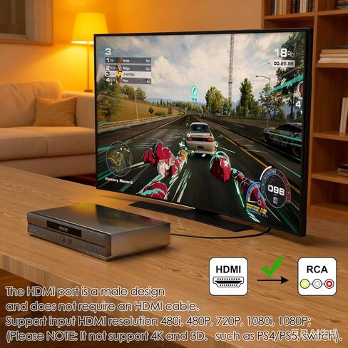 HDMI to AV Converter HDMI to RCA Composite Converter Adapter Compatible with Roku Stick Support PAL/NTSC, Support1080P (HDMI to AV Adapter) in Saudi Arabia