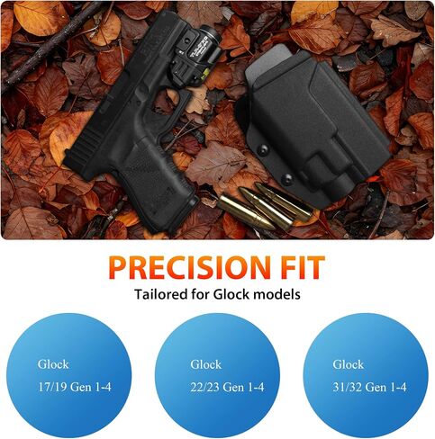 حافظة تحمل الضوء Kydex لـ Glock 17,19 يتم تثبيتها مع Streamlight TLR-7، TLR-7A، TLR-7X، TLR-8 أو TLR-8XG Flaslight، جاهز بصريًا، Adj. غير قادر على الاحتفاظ، IWB/OWB/خيار اليد اليمنى/اليسرى. in Kuwait